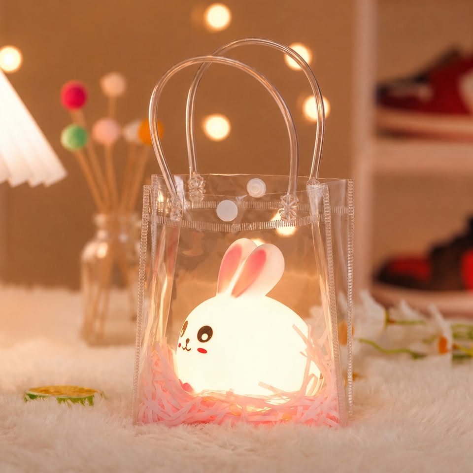 Cute Pig LED Night Light with Transparent Gift Bag for Kids & Bedroom Decor